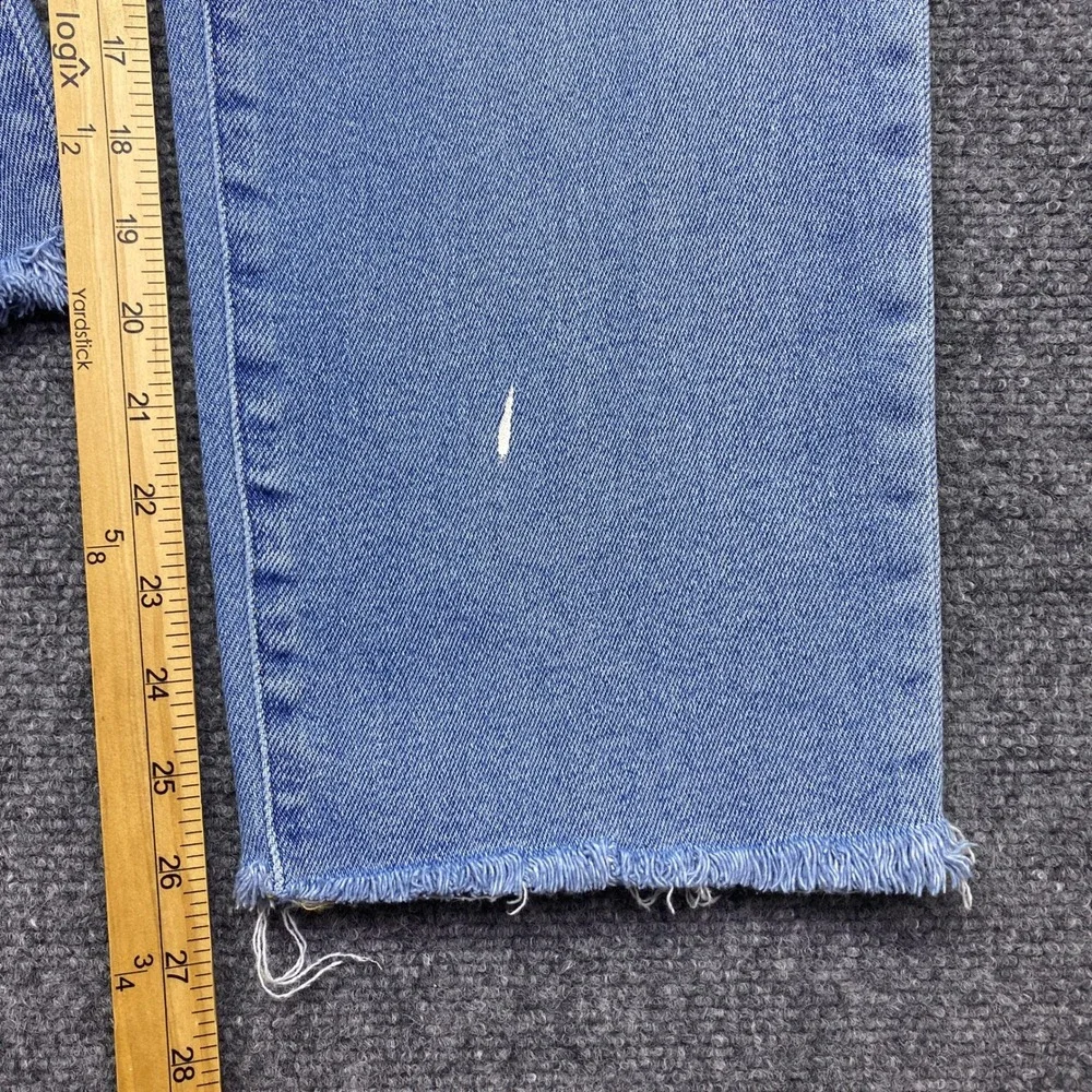 J.Crew Stovepipe High Rise Straight Leg Jeans Light Wash Raw Hem Sz 29 Distress